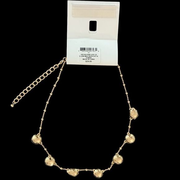 Style & Co Green Mixed Color Stone Gold-Tones Statement 16” Necklace - Picture 3 of 4